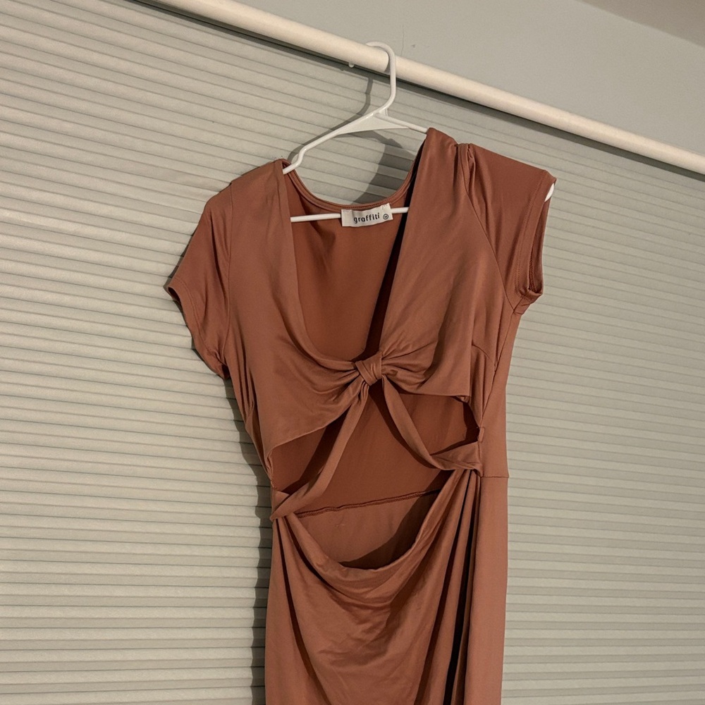 Hot Miami Styles Terracotta Cut-Out Dress
